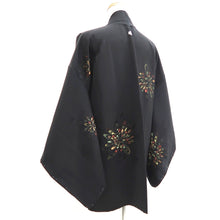 Load image into Gallery viewer, Haori Jacket Black Gold Chrysanthemum Silk #10822E1
