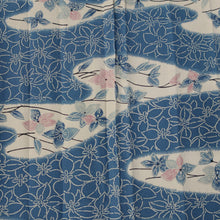 Load image into Gallery viewer, KK1433A1 Silk Kimono Fabric Vintage(1950-1980) Flower Light Blue 74.4x12.6in(189x32cm)
