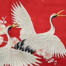 Load image into Gallery viewer, Juban Vintage(1950-1980) Red Crane Birds Silk #10503B1
