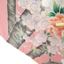 Load image into Gallery viewer, Furisode Pink Cherry Blossom Peacock Tall Silk #10552B4
