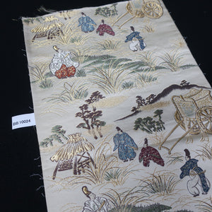 BB10024AC Silk Obi Fabric Heian Period Aristocrats White 50.8x10.6in(129x27cm)