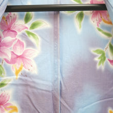 Load image into Gallery viewer, Yukata Light Blue Lily Cotton #10746D3
