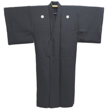 Load image into Gallery viewer, Men&#39;s Kimono Vintage(1950-1980) Black Montsuki Silk #10462A4
