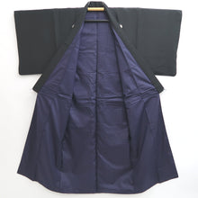Load image into Gallery viewer, Men's Kimono Vintage(1950-1980) Black Montsuki Habutae Silk #10865E4
