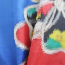 Load image into Gallery viewer, Kimono Vintage(1920-1950) Blue Red Meisen Flower Silk #10766D4
