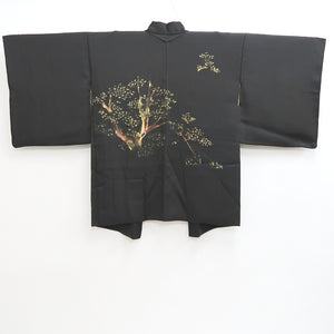 Haori Jacket Vintage(1950-1980) Black Tree Silk #9728A1