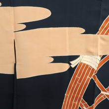 Load image into Gallery viewer, Haori Jacket Vintage(1950-1980) Black Lattice fence Cloud Silk #11062A4
