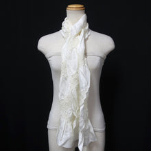 Load image into Gallery viewer, Silk Japanese Obiage Shibori White 53.5x6.3in(136x16cm) A#10036
