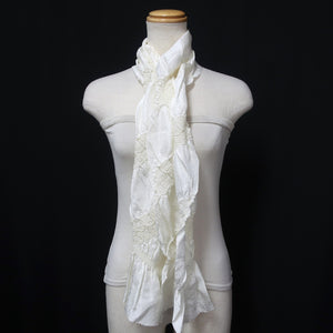 Silk Japanese Obiage Shibori White 53.5x6.3in(136x16cm) A#10036