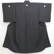 Load image into Gallery viewer, Men&#39;s Kimono Vintage(1950-1980) Black Montsuki Habutae Silk #9970C1
