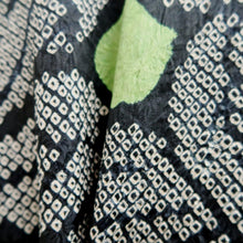 Load image into Gallery viewer, Haori Jacket Vintage(1950-1980) Black Green Shibori Leaves Silk #10581C1
