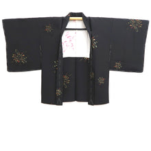Load image into Gallery viewer, Haori Jacket Black Gold Chrysanthemum Silk #10822E1
