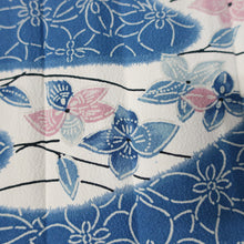 Load image into Gallery viewer, KK1433A1 Silk Kimono Fabric Vintage(1950-1980) Flower Light Blue 74.4x12.6in(189x32cm)
