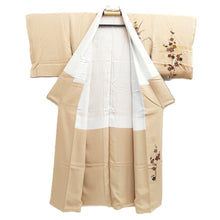 Load image into Gallery viewer, Kimono Beige Blueish Gray Chrysanthemum Plum blossom Silk #10522B2
