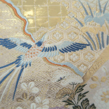 Load image into Gallery viewer, Fukuro Obi White Gold Bird Silk BB261V5
