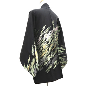 Haori Jacket Vintage(1950-1980) Black Gold Splash Silk #10125D3