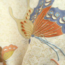 Load image into Gallery viewer, Haori Jacket Cream white Beige Butterfly Embroidery Silk #10942F1

