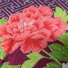 Load image into Gallery viewer, KK1466A1 Silk Kimono Fabric Vintage(1920-1950) Sayagata Dark Purple 50.8x11.4in(129x29cm)
