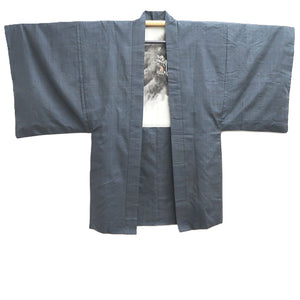 Men's Haori Vintage(1950-1980) Dark Blue Black Dragon Silk #10411A2