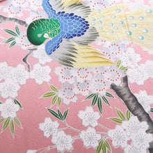 Load image into Gallery viewer, Furisode Pink Cherry Blossom Peacock Tall Silk #10552B4
