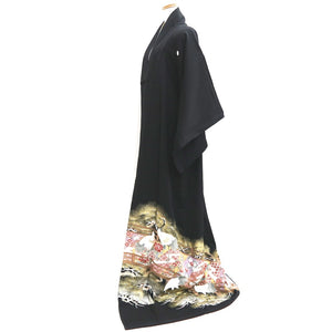 Tomesode Black Crane Birds Silk #10392F5
