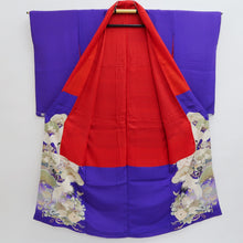 Load image into Gallery viewer, Kimono Vintage(1920-1950) Blueish Purple Crane Birds Hand painted Silk #9670J3
