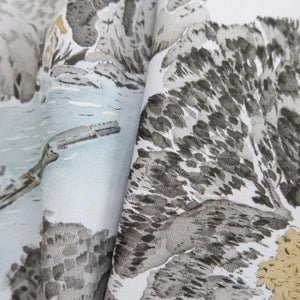 Men's Juban Blueish Gray Landscape Silk #10446A3