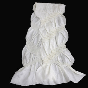 Silk Japanese Obiage Shibori White 53.5x6.3in(136x16cm) A#10036