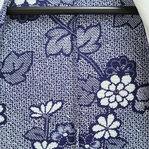 Yukata Vintage(1950-1980) Navy White Flower Cotton #10484A5