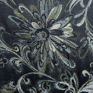 Haori Jacket Vintage(1950-1980) Black Silver Gold Flower Silk #10185D5