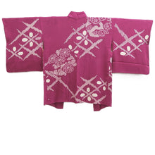 Load image into Gallery viewer, Haori Jacket Vintage(1950-1980) Magenta Shibori Floral pattern Silk #11012A1
