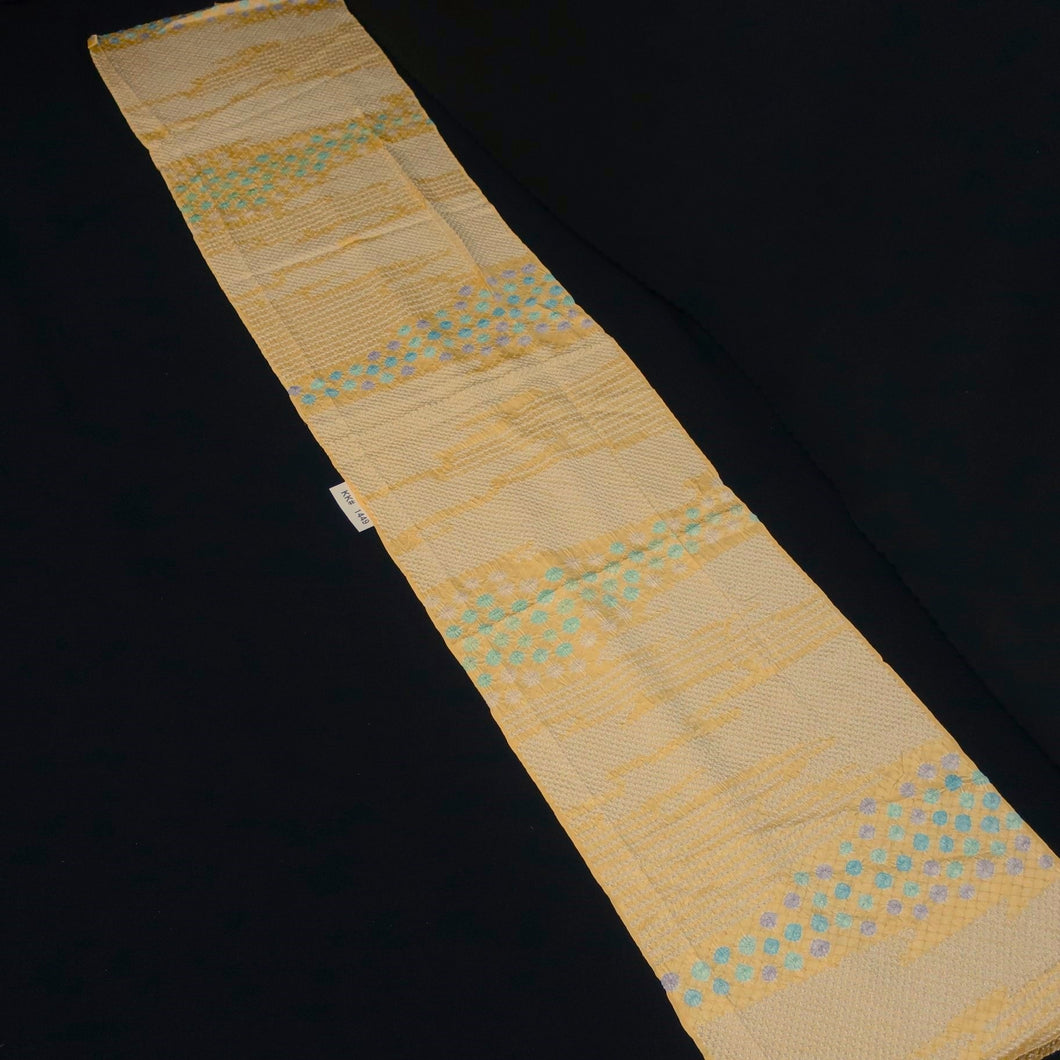 KK1449A1 Silk Kimono Fabric Vintage(1950-1980) Shibori Light Yellow 62.6x12.2in(159x31cm)