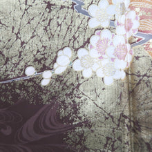 Load image into Gallery viewer, Furisode Salmon Gold Heian Princess Plum blossom Silk #9677J3
