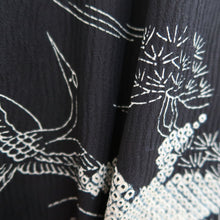 Load image into Gallery viewer, Kimono Black Crane Birds Shibori Tall Silk #9924B4
