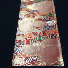 Load image into Gallery viewer, BB10064AE Silk Obi Fabric Curling Wave Vermillion 50.0x10.6in(127x27cm)
