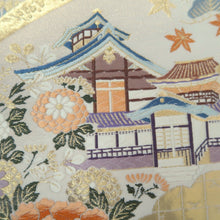 Load image into Gallery viewer, Fukuro Obi White Gold Bird Silk BB261V5
