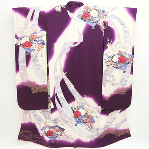 Furisode Purple White Peony Ume Tall Silk #9697J4