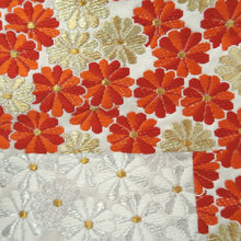 Load image into Gallery viewer, Fukuro Obi Vintage(1950-1980) White Gold Red Chrysanthemum Silk BB321V8
