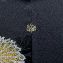 Load image into Gallery viewer, Haori Jacket Vintage(1950-1980) Black Gold Silver Chrysanthemum Silk #9863B2

