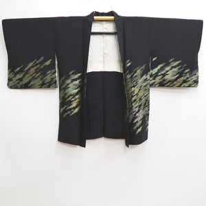 Haori Jacket Vintage(1950-1980) Black Gold Splash Silk #10125D3