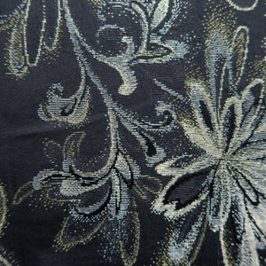 Haori Jacket Vintage(1950-1980) Black Silver Gold Flower Silk #10185D5