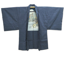 Load image into Gallery viewer, Men's Haori Vintage(1950-1980) Dark Blue Dragon Silk #10639C4
