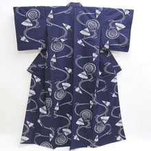 Load image into Gallery viewer, Yukata Vintage(1950-1980) Navy Umbrella Cotton #9910B4
