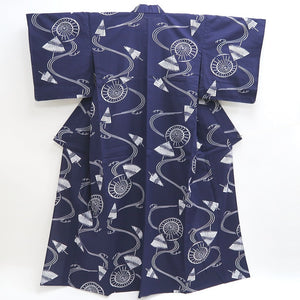 Yukata Vintage(1950-1980) Navy Umbrella Cotton #9910B4