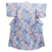 Load image into Gallery viewer, Yukata Light Blue Lily Cotton #10746D3
