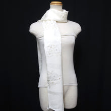 Load image into Gallery viewer, Silk Japanese Obiage Cherry Blossom White 63.8x11.4in(162x29cm) A#10037
