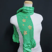 Load image into Gallery viewer, Silk Japanese Obiage Shibori Green 47.2x5.5in(120x14cm) A#10007
