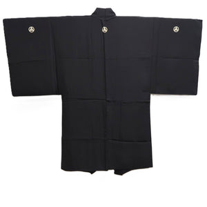 Men's Haori Vintage(1950-1980) Black Montsuki Takarabune Silk #10437A3