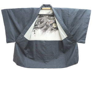 Men's Haori Vintage(1950-1980) Dark Blue Black Dragon Silk #10411A2