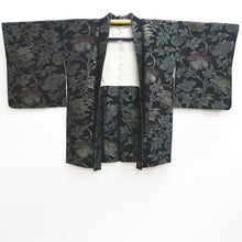 Load image into Gallery viewer, Haori Jacket Vintage(1950-1980) Black Gold Flower Silk #9718A1
